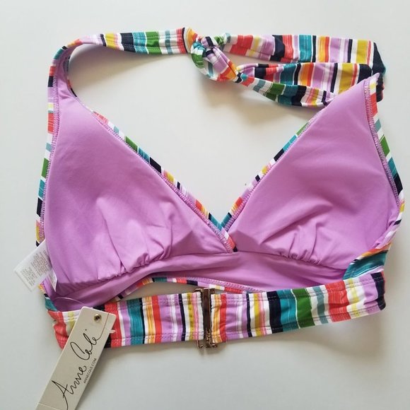 Anne Cole Painted Stripe Banded Halter Bikini Top - Picture 7 of 11